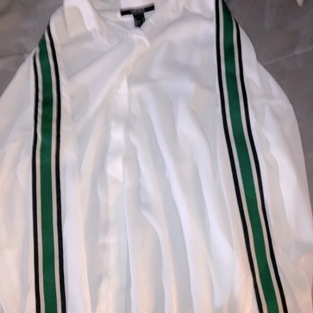 Forever 21 button up white and green